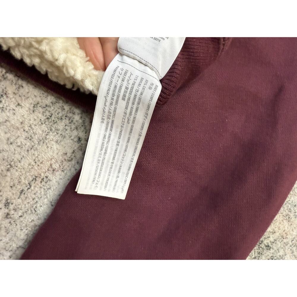 ABERCROMBIE & FITCH SHERPA LINED FULL ZIP HOODIE SWEATSHIRTS BURGUNDY MENS SZ M - Picture 6 of 11